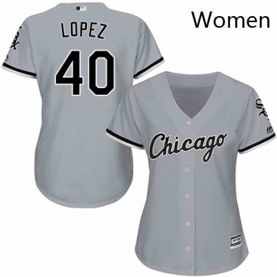 Womens Majestic Chicago White Sox 40 Reynaldo Lopez Replica Grey Road Cool Base MLB Jersey